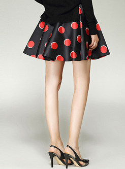 Casual Polka Dot High Waist Slim A-line Skirt 