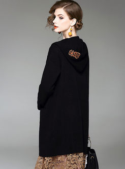 Stylish Hooded Long Sleeve Knitted Coat
