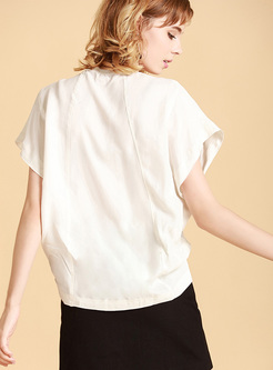 White Bat Sleeve Asymmetric T-shirt