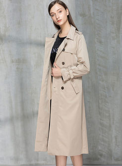 Loose Double-breasted Turn Down Collar Trench Coat