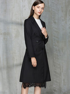 Brief Double-breasted Long Sleeve Trench Coat