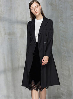 Brief Double-breasted Long Sleeve Trench Coat