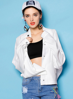 White Casual Character Pattern Coat