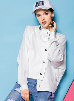 White Casual Character Pattern Coat