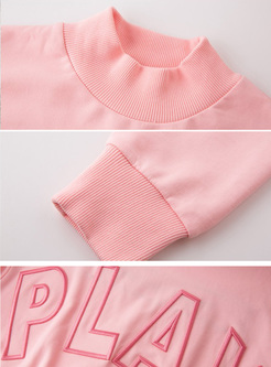 Pink Letter Pattern Loose Sweatshirt