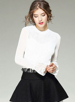 Sweet Hollow Out Long Sleeve Knitted Sweater