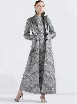 Long Slim Stand Collar Trench Coat
