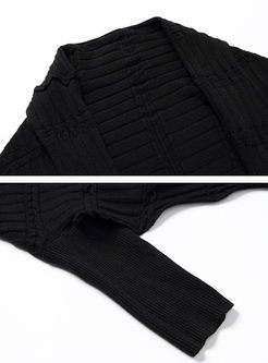 Black Tassel Loose Long Sleeve Knitted Sweater