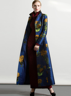 Chic Multicolor Jacquard Slim Trench Coat