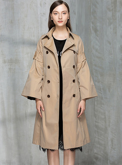 Chic Puff Sleeve Double-breasted Trench Coat