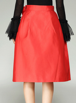 Elegant High Waist Bowknot Skirt