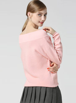 Pink Long Sleeve Straight Knitted Sweater