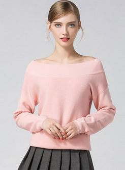 Pink Long Sleeve Straight Knitted Sweater