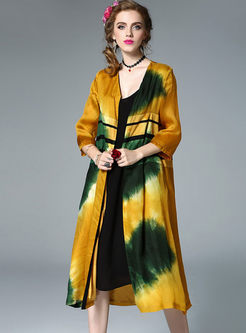 Hit Color Silk Loose Coat