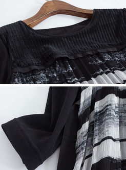 Stylish Silk Splicing Velvet Asymmetry Shift Dress