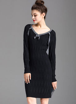 Brief Long Sleeve Bodycon Knitted Dress
