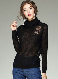 Sexy Perspective Hollow Black Sweater