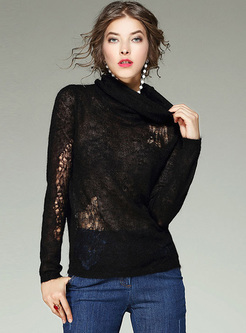 Sexy Perspective Hollow Black Sweater
