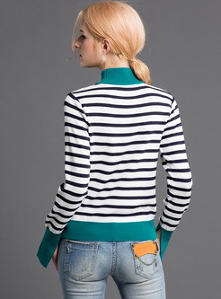Elegant Striped Color-blocked Pullover Sweater