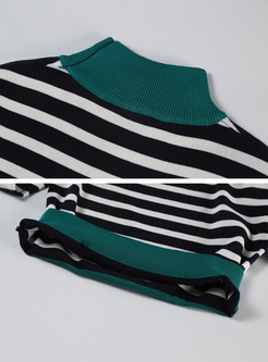 Brief Striped Color-blocked Pullover Sweater