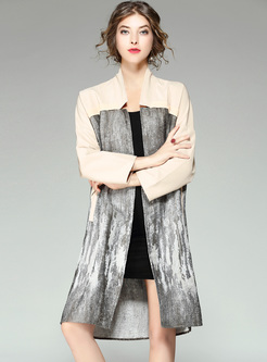 Casual Straight Color-blocked Coat