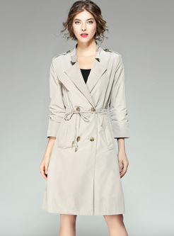 Slim Notched Collar Waist Trench Coat