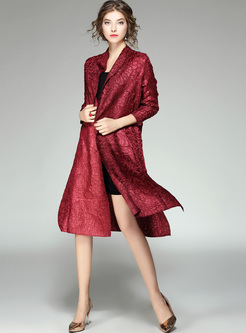 Red Three-quarters Sleeve Trench Coat