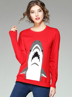 Cute Shark Pattern Straight Sweater