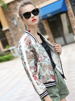 Street Embroidered Jacquard Long Sleeve Coat