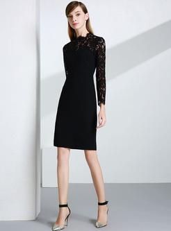 Black Lace Perspective Bodycon Dress