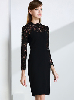 Black Lace Perspective Bodycon Dress