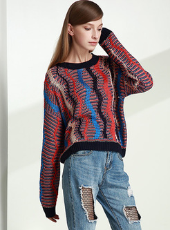 Chic Color-blocked Pullover Knitted Sweater
