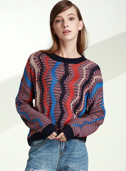 Chic Color-blocked Pullover Knitted Sweater