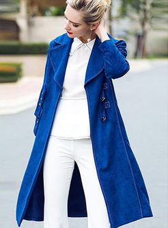 Stylish Turn Down Collar Long Sleeve Trench Coat