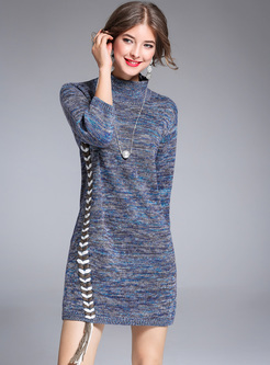 Chic High Neck Knitted Dress