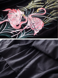 Elegant Embroidery Color-blocked Mermaid Dress