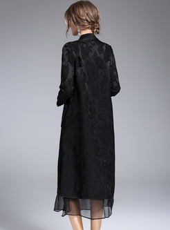 Black Long Sleeve Mesh Loose Coat