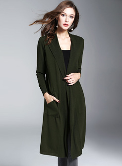 Green Long Knitted Cardigan