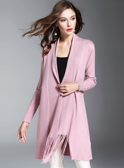 Sweet Pink Tassel Patched Straight Kimono