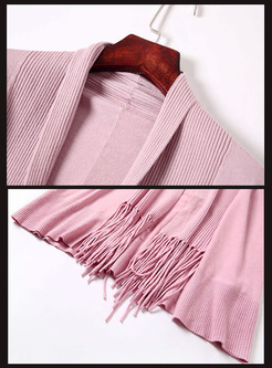 Sweet Pink Tassel Patched Straight Kimono