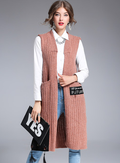 Chic Color-blocked Patched Knitted Vest