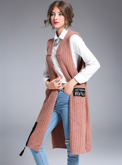 Chic Color-blocked Patched Knitted Vest