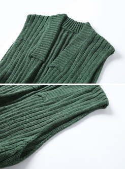 Brief Green Patched Knitted Vest