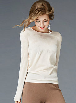 Brief O-neck Long Sleeve Knitted Top