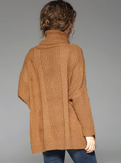 Casual Loose Turtle Neck Long Sleeve Knitted Sweater