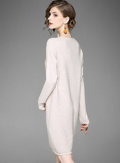 Causal Loose Knitted Long Knitted Sleeve Dress