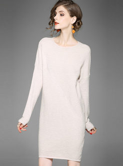 Causal Loose Knitted Long Knitted Sleeve Dress