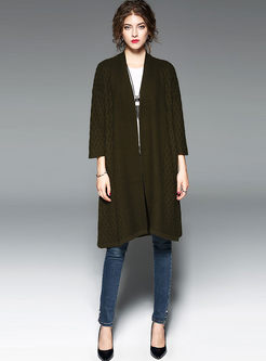 Brief Pure Color Long Sleeve Knitted Coat