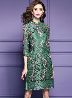 Vintage Embroidered Improved Cheongsam Bodycon Dress