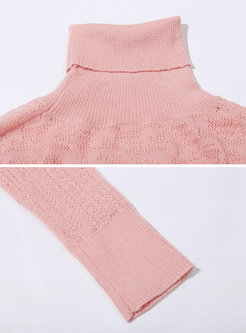 Sweet Pink Slim High Neck Sweater